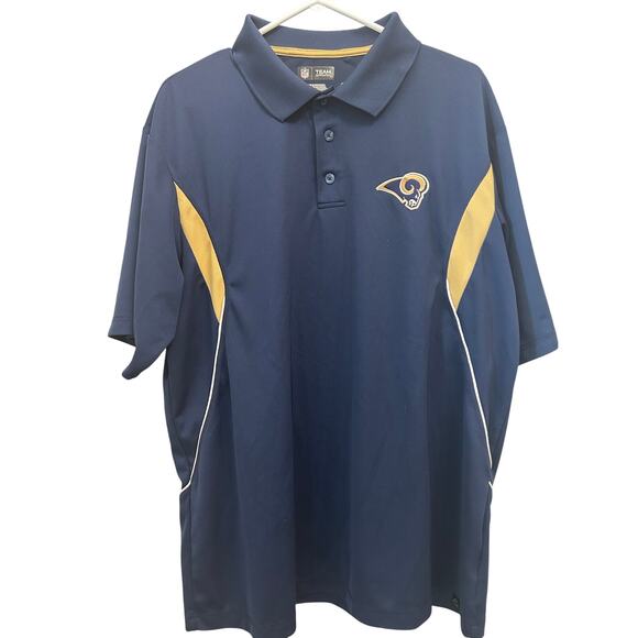 NFL Team Apparel St Louis Rams Polo Shirt Mens XL Blue Golf Football Performance - Picture 2 of 3